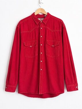Vintage 1990s Levi’s Red Cotton Twill Western Jacket - Streetwear - XL
